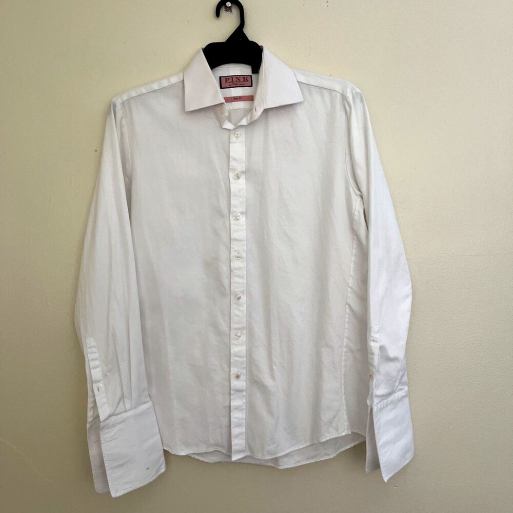 PINK Thomas Pink London Twill Cotton Slim Fit Long Sleeve Collared Shirt- 15.5